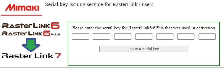 RasterLink 7 Lizenzschlüssel Update von RasterLink 6